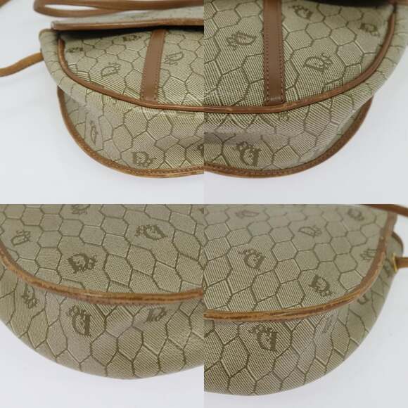 DIOR Honeycomb Canvas Shoulder Bag Pvc Beige Gold - Picture 10 of 12
